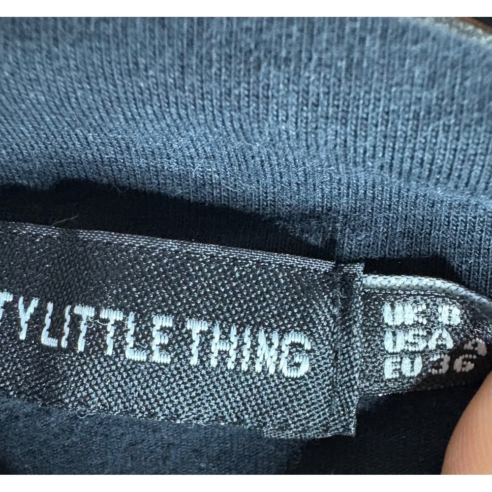 PrettyLittleThing Black Mock Neck Long Sleeve Cropped Top siz 4 - Picture 3 of 6